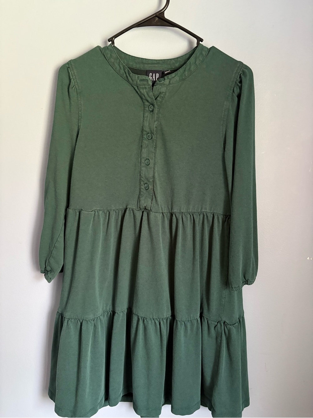 GAP Forest Green Tiered Button-Front Dress